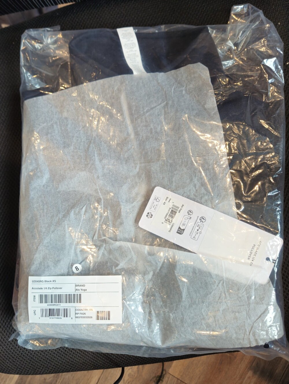 NWT Alo Yoga Accolade MSRP $148 1/4 Zip Pullover Black XS - Picture 8 of 8
